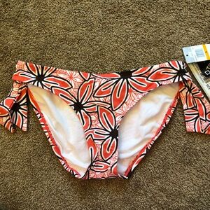 NEW NWT JAG JEANS Coral Red ? Brown Tropical Floral Y2K 00s Bikini BOTTOM Small